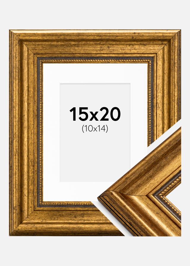Ramme Rokoko Guld 15x20 cm - Passepartout Hvid 11x15 cm