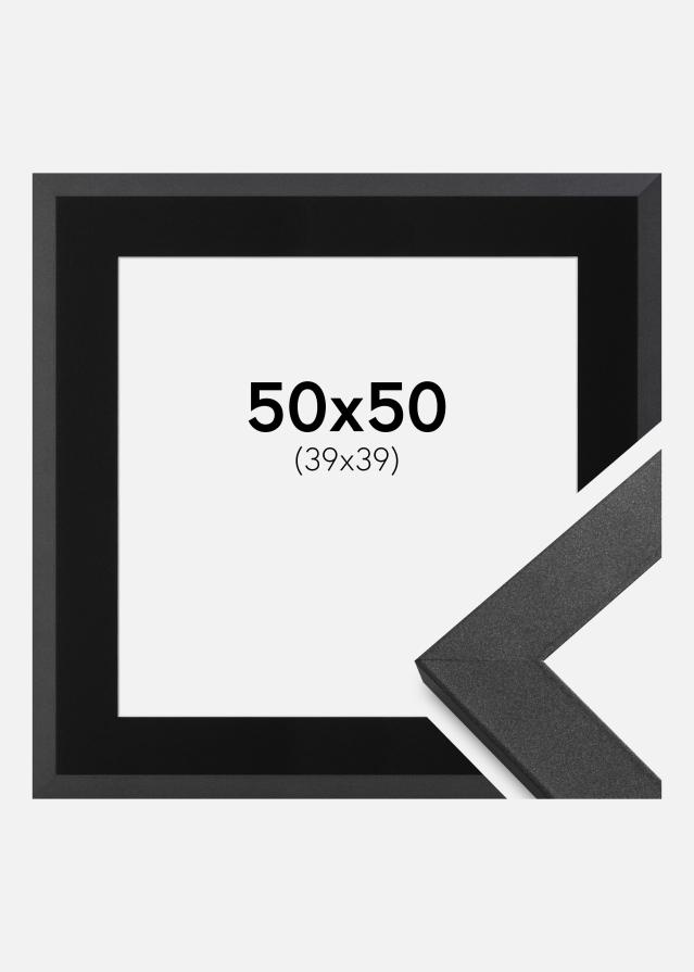 Ramme Graphite Wood 50x50 cm - Passepartout Sort 40x40 cm