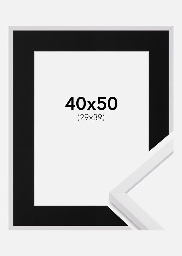 Ramme E-Line Hvid 40x50 cm - Passepartout Sort 30x40 cm