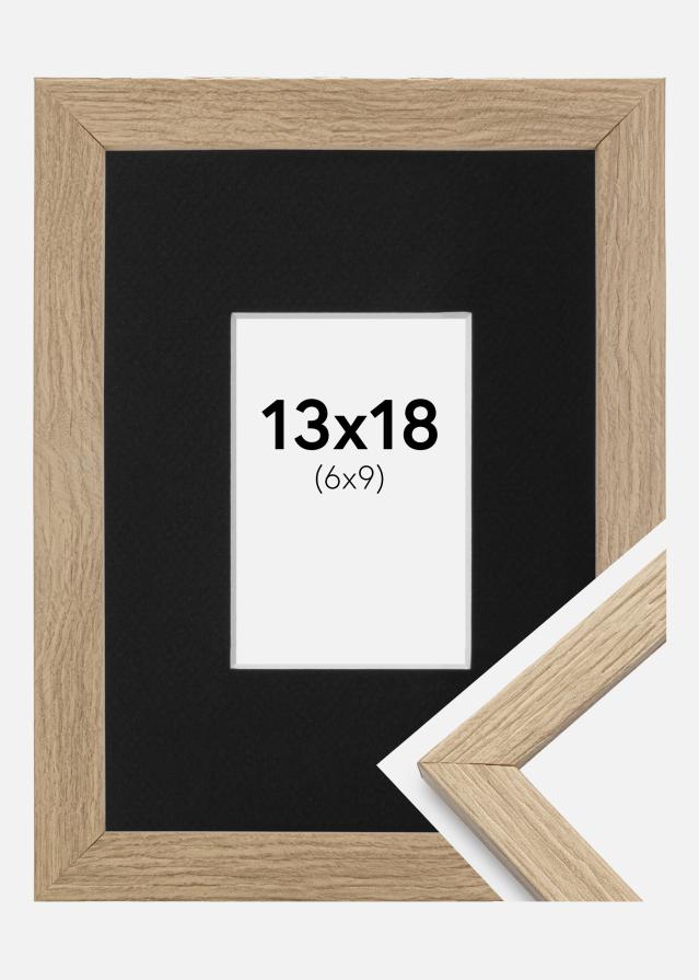 Ramme Stilren Eg 13x18 cm - Passepartout Sort 7x10 cm