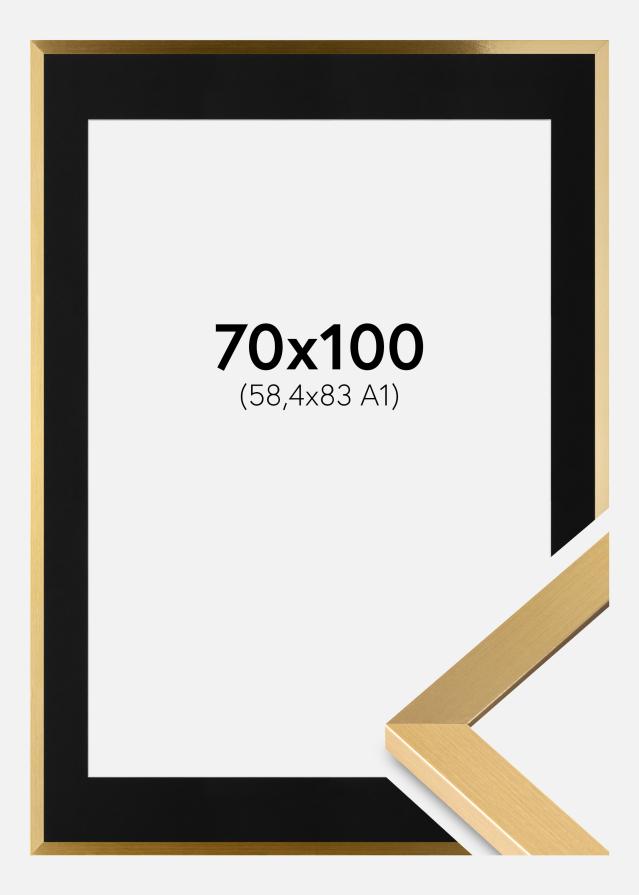 Ramme Selection Guld 70x100 cm - Passepartout Sort 59,4x84 cm (A1)