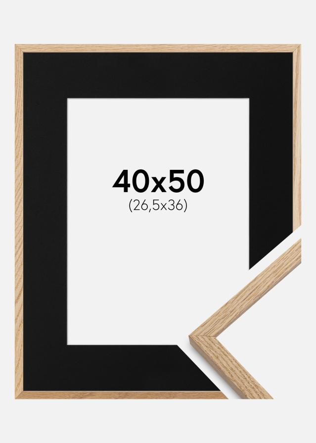 Ramme Oslo Eg 40x50 cm - Passepartout Sort 27,5x37 cm