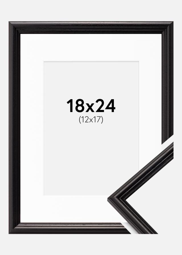 Ramme Horndal Sort 18x24 cm - Passepartout Hvid 13x18 cm
