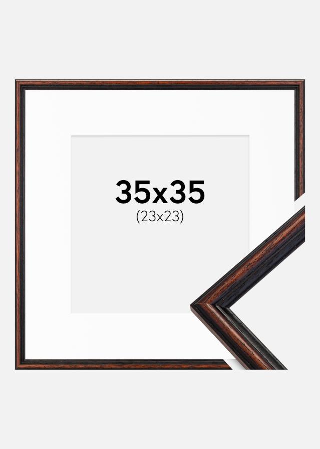 Ramme Horndal Valnød 35x35 cm - Passepartout Hvid 24x24 cm