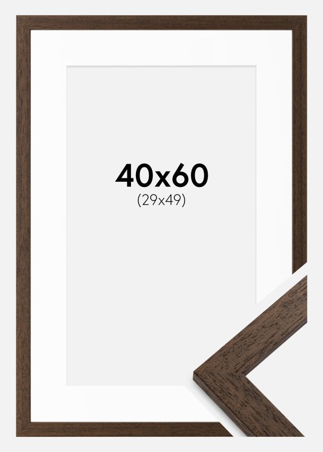 Ramme Brown Wood 40x60 cm - Passepartout Hvid 30x50 cm