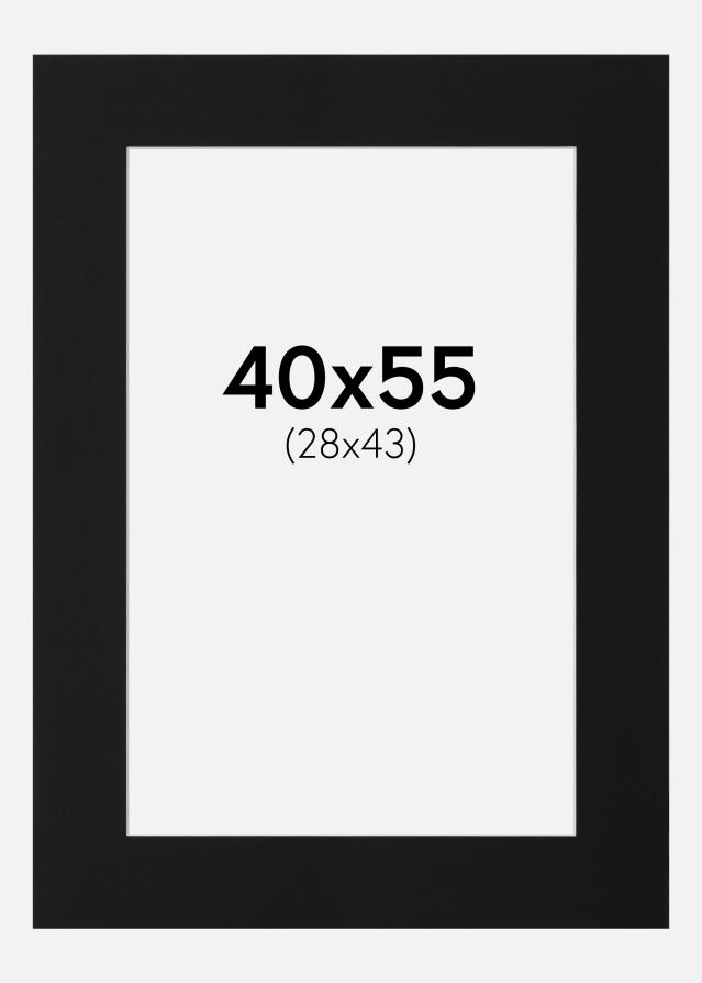 Passepartout Sort Standard (Hvid kerne) 40x55 cm (28x43)