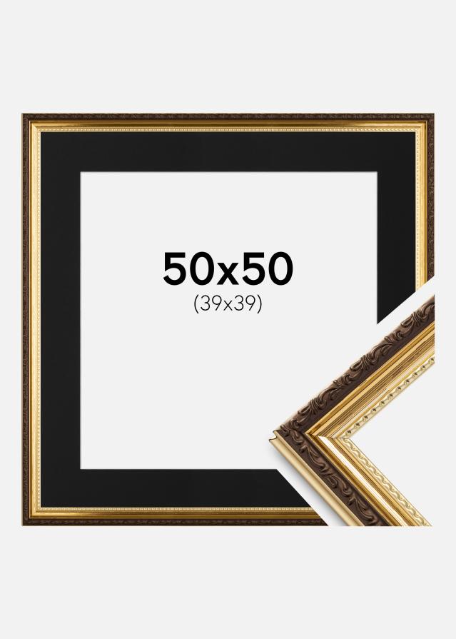 Ramme Abisko Guld 50x50 cm - Passepartout Sort 40x40 cm
