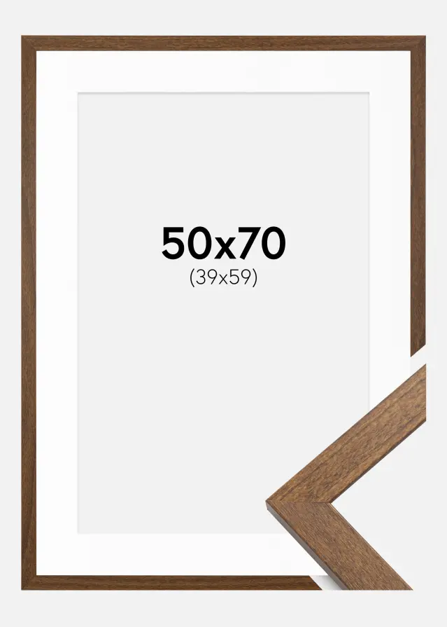 Ramme Stilren Warm Brown 50x70 cm - Passepartout Hvid 40x60 cm