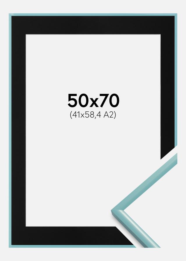 Ramme New Lifestyle Turkis 50x70 cm - Passepartout Sort 42x59,4 cm (A2)