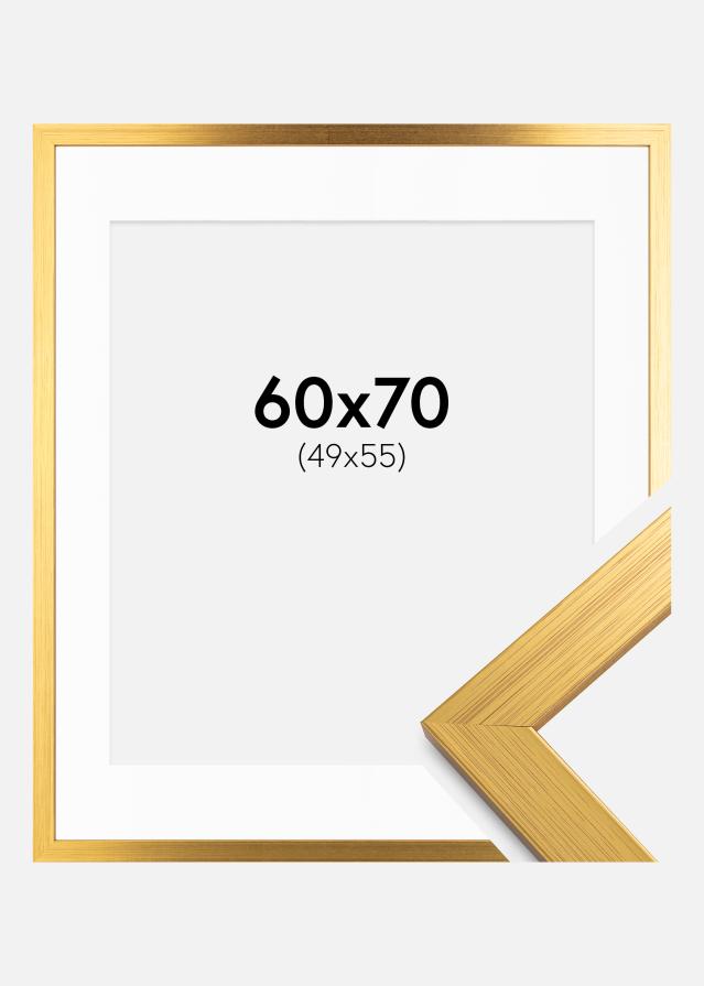 Ramme Gold Wood 60x70 cm - Passepartout Hvid 50x56 cm