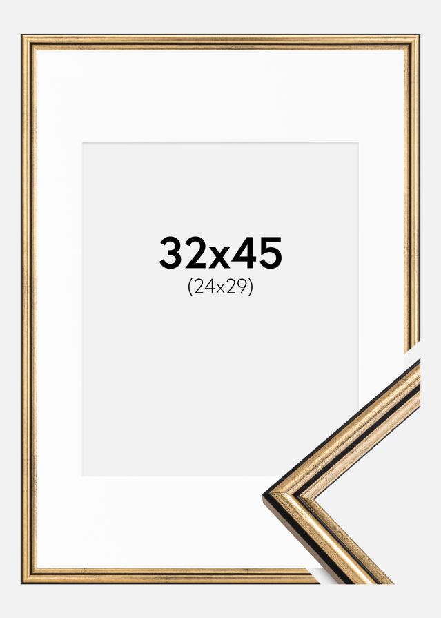 Ramme Horndal Guld 32x45 cm - Passepartout Hvid 25x30 cm
