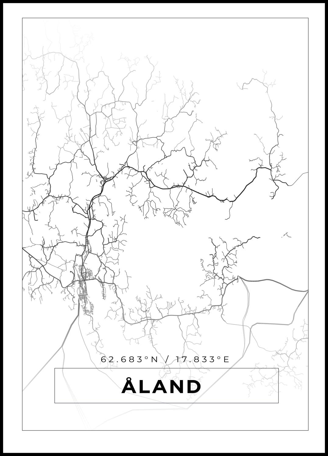 Product Image for Kort - Åland - Hvid Plakat (30x40 cm)