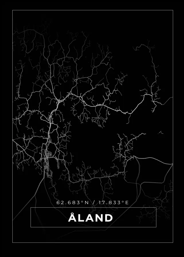 Kort - Åland - Sort Plakat
