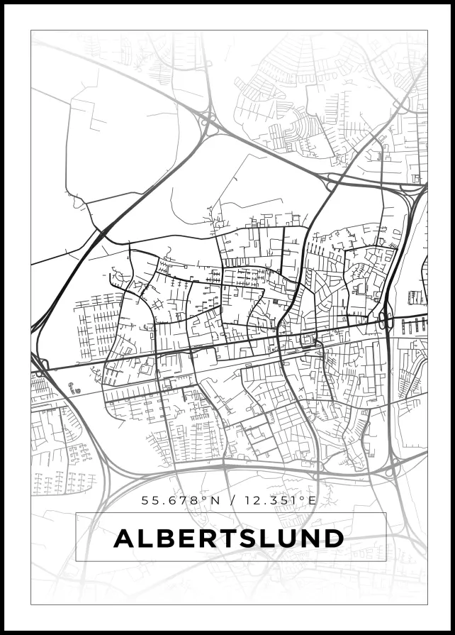 Kort - Albertslund - Hvid Plakat