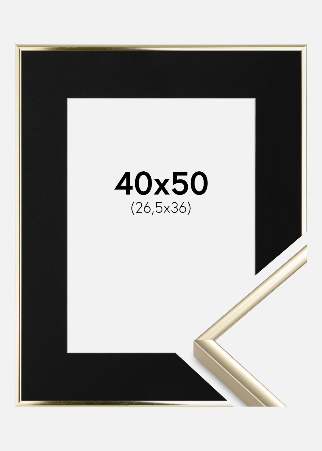 Product Image for Ramme Aluminium Blank Guld 40x50 cm - Passepartout Sort 27,5x37 cm