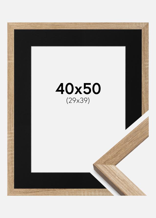 Ramme Fiorito Lys Eg 40x50 cm - Passepartout Sort 30x40 cm
