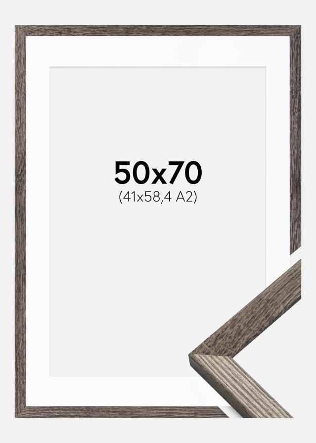 Ramme Fiorito Valnød 50x70 cm - Passepartout Hvid 42x59,4 cm (A2)