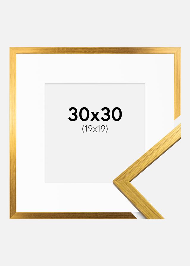 Ramme Edsbyn Guld 30x30 cm - Passepartout Hvid 20x20 cm