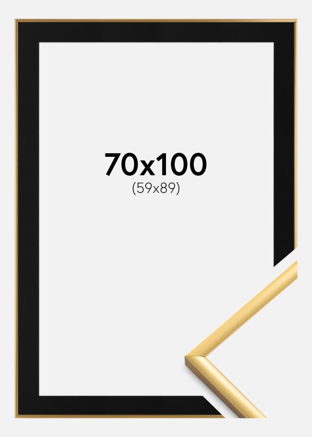 Ramme New Lifestyle Shiny Gold 70x100 cm - Passepartout Sort 60x90 cm