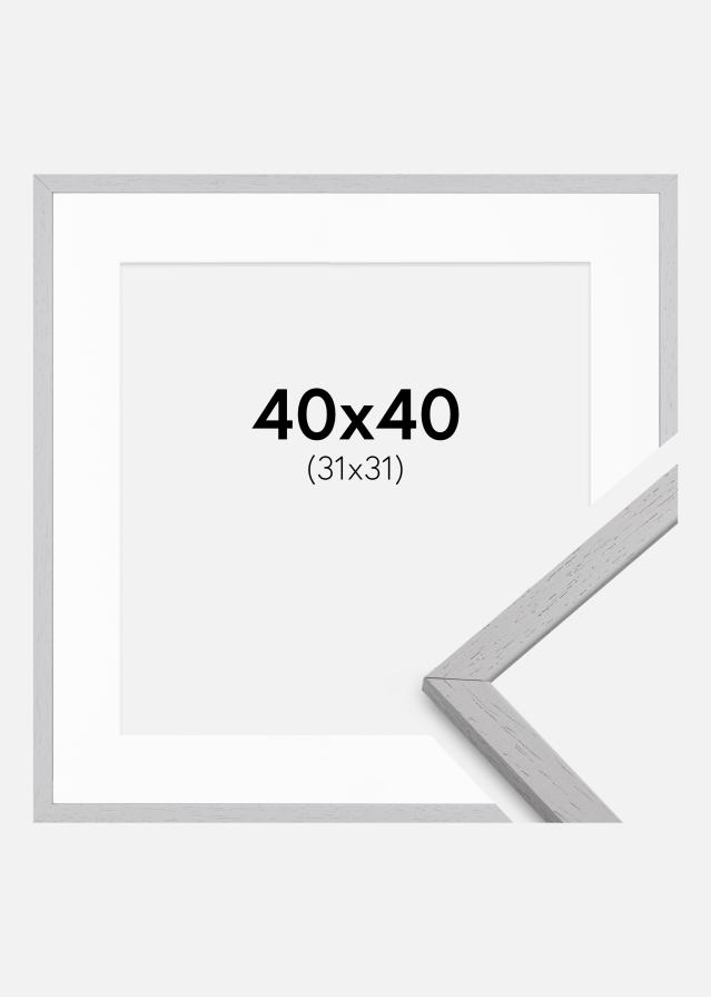Ramme Edsbyn Grey 40x40 cm - Passepartout Hvid 32x32 cm