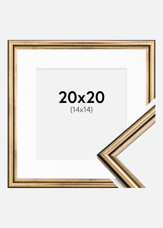 Ramme Horndal Guld 20x20 cm - Passepartout Hvid 15x15 cm
