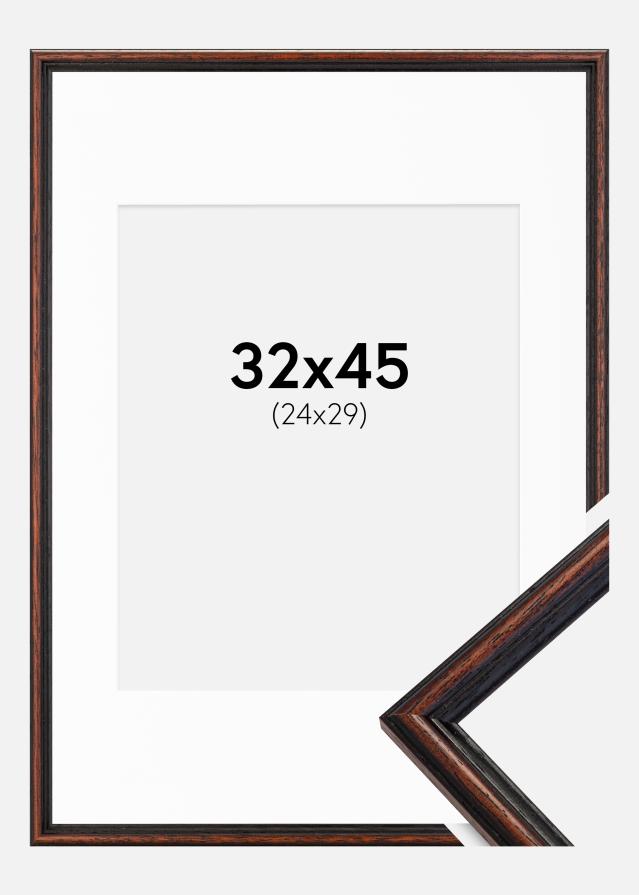 Ramme Horndal Valnød 32x45 cm - Passepartout Hvid 25x30 cm