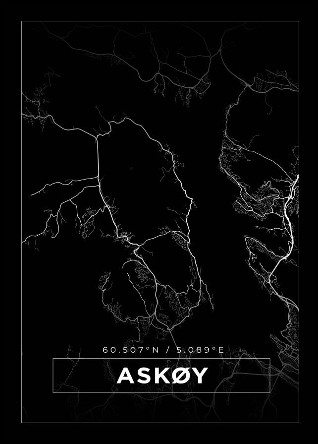 Kort - Askøy - Sort Plakat