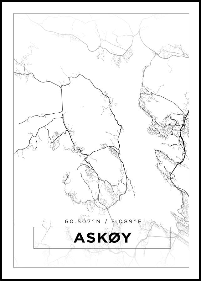 Kort - Askøy - Hvid Plakat