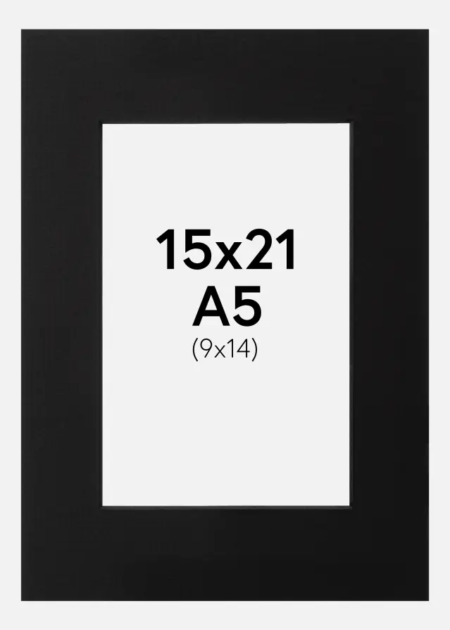 Passepartout Sort (Sort kerne) 15x21 cm (9x14)