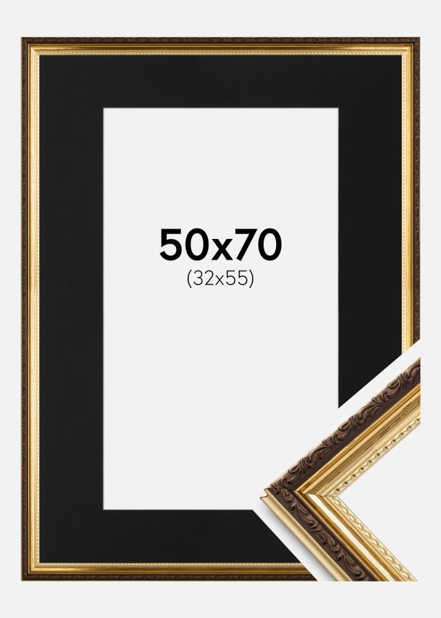 Ramme Abisko Guld 50x70 cm - Passepartout Sort 33x56 cm