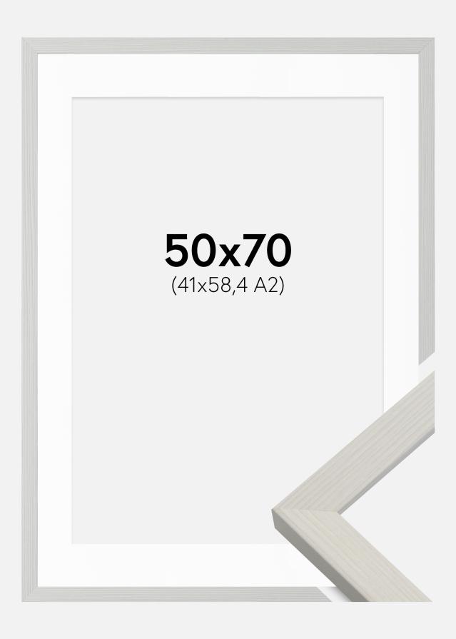 Ramme Fiorito Hvid 50x70 cm - Passepartout Hvid 42x59,4 cm (A2)