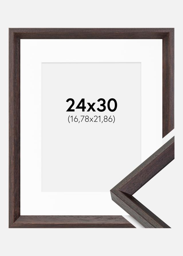 Ramme Globe Espresso 24x30 cm - Passepartout Hvid 7x9 inches