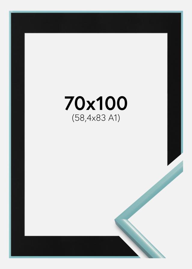 Ramme New Lifestyle Turkis 70x100 cm - Passepartout Sort 59,4x84 cm (A1)