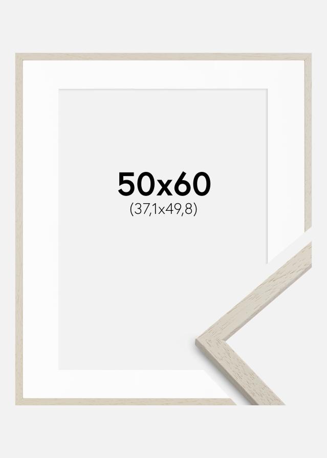 Ramme Edsbyn Sand 50x60 cm - Passepartout Hvid 15x20 inches