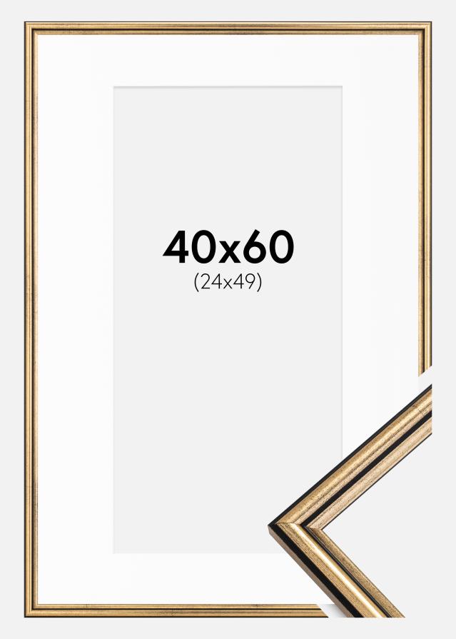 Ramme Horndal Guld 40x60 cm - Passepartout Hvid 25x50 cm
