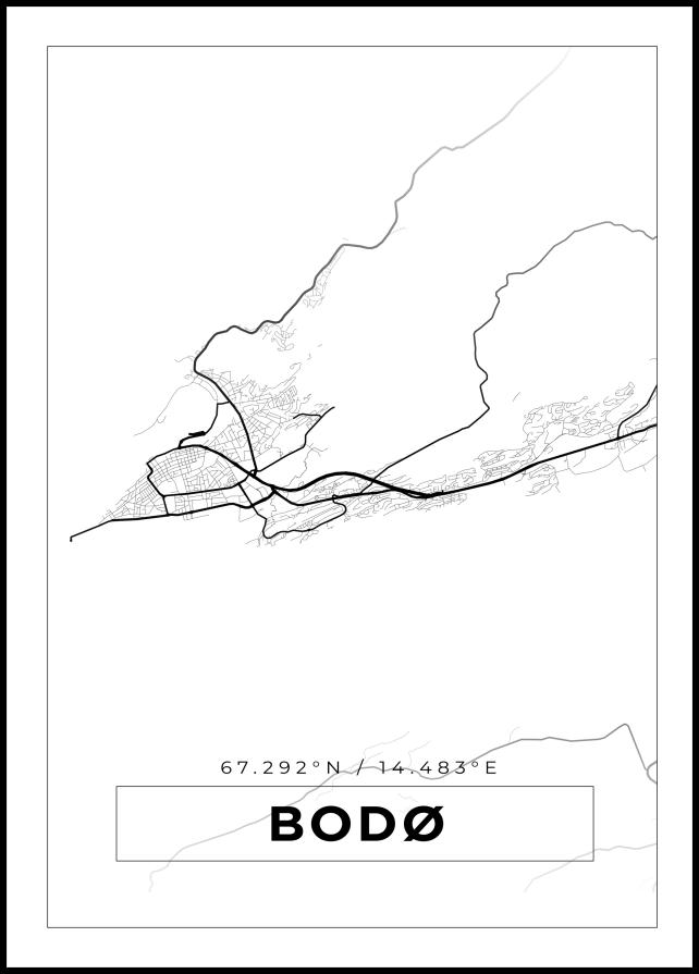 Kort - Bodø - Hvid Plakat