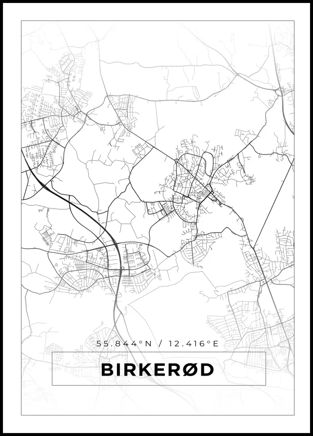 Kort - Birkerød - Hvid Plakat
