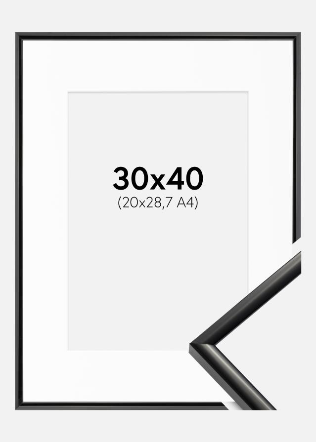 Ramme New Lifestyle Sort 30x40 cm - Passepartout Hvid 21x29,7 cm (A4)