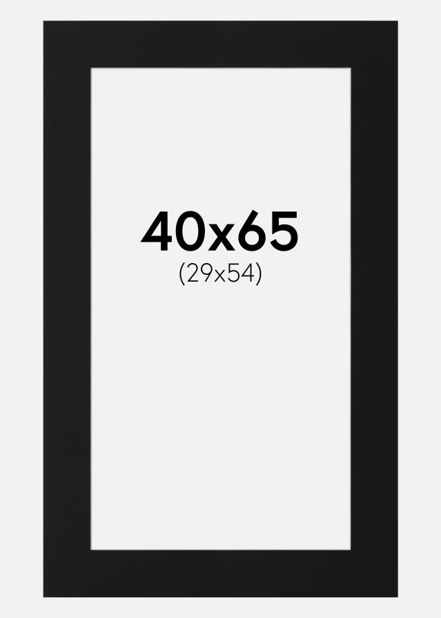 Passepartout Sort Standard (Hvid kerne) 40x65 cm (29x54)