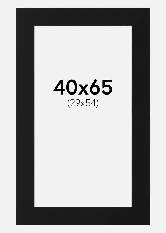 Passepartout Sort Standard (Hvid kerne) 40x65 cm (29x54)