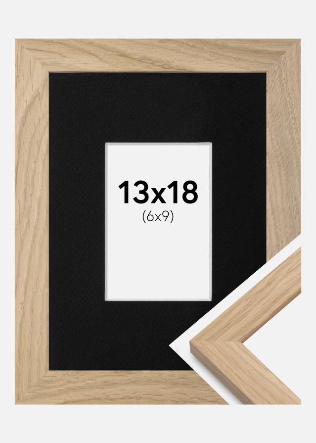 Ramme Oak Wood 13x18 cm - Passepartout Sort 7x10 cm