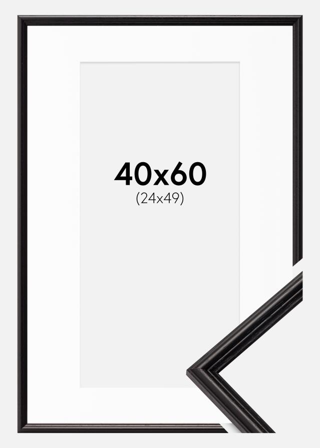 Ramme Horndal Sort 40x60 cm - Passepartout Hvid 25x50 cm