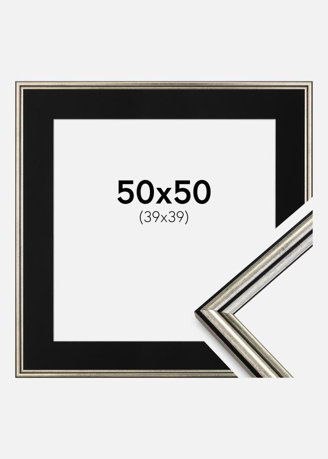 Ramme Horndal Sølv 50x50 cm - Passepartout Sort 40x40 cm