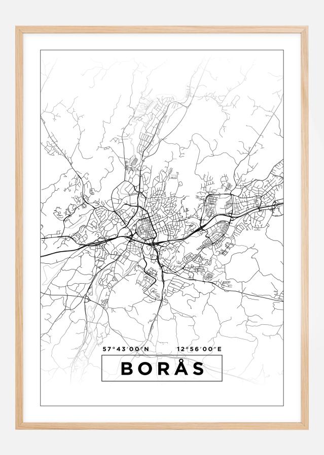 Kort - Borås - Hvid Plakat