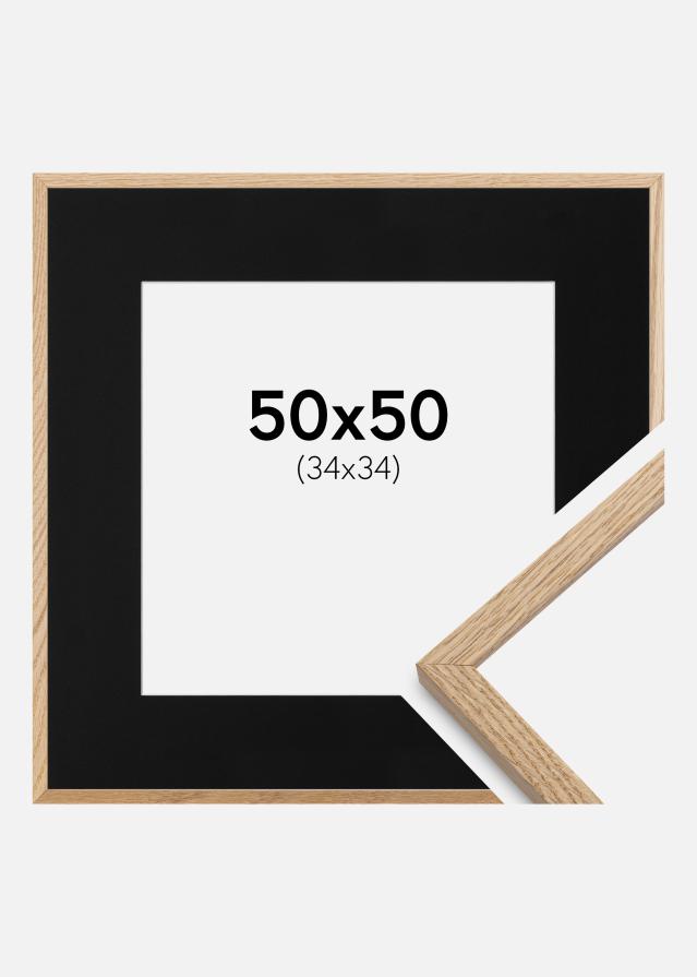 Ramme Oslo Eg 50x50 cm - Passepartout Sort 35x35 cm