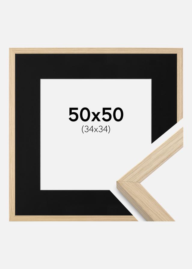 Ramme Grimsåker Eg 50x50 cm - Passepartout Sort 35x35 cm