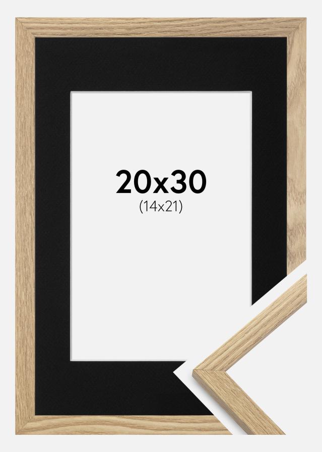 Ramme Trendy Eg 20x30 cm - Passepartout Sort 15x22 cm