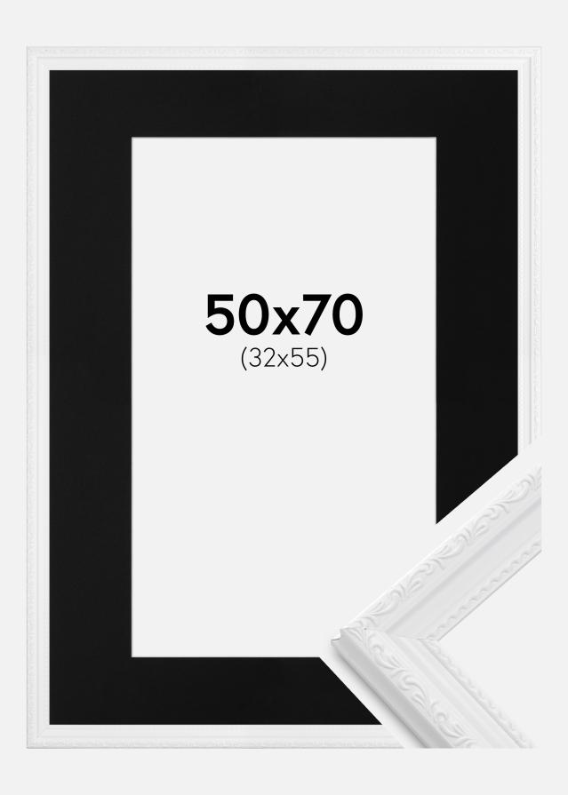 Ramme Abisko Hvid 50x70 cm - Passepartout Sort 33x56 cm
