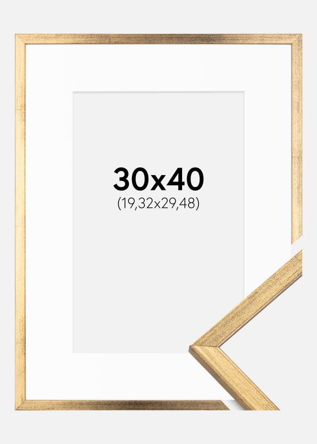 Ramme Galant Guld 30x40 cm - Passepartout Hvid 8x12 inches