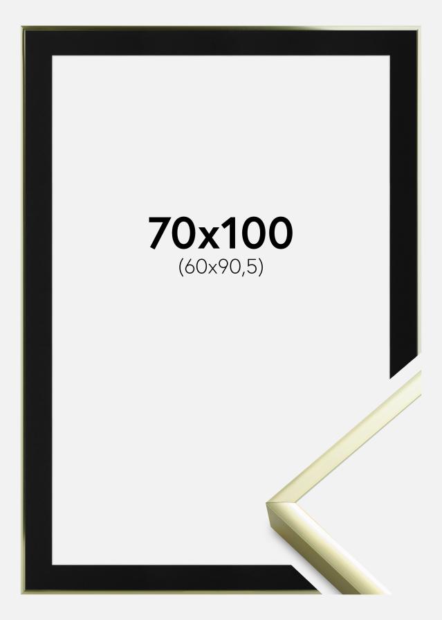 Ramme Poster Frame Aluminum Gold 70x100 cm - Passepartout Sort 60x90 cm